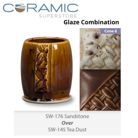 Sandstone SW176 over Tea Dust SW145 Stoneware Glaze Combination